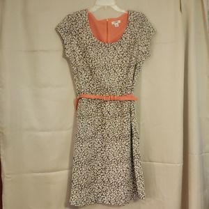 Casual or dressy dress. A touch of coral.